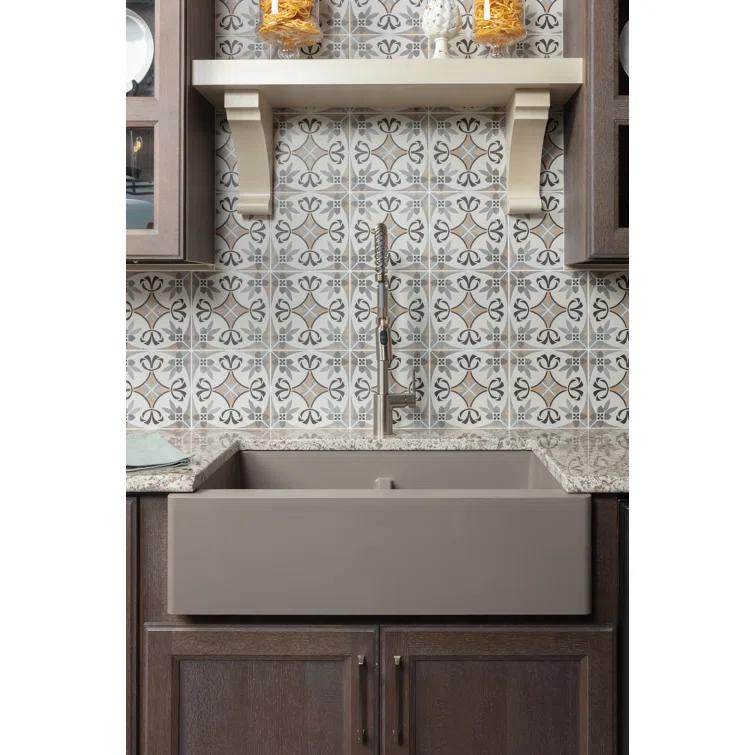 Karran Quartz 34'' X 21-1/4'' 50/50 Double Bowl Farmhouse/Apron Front Kitchen Sink Kit