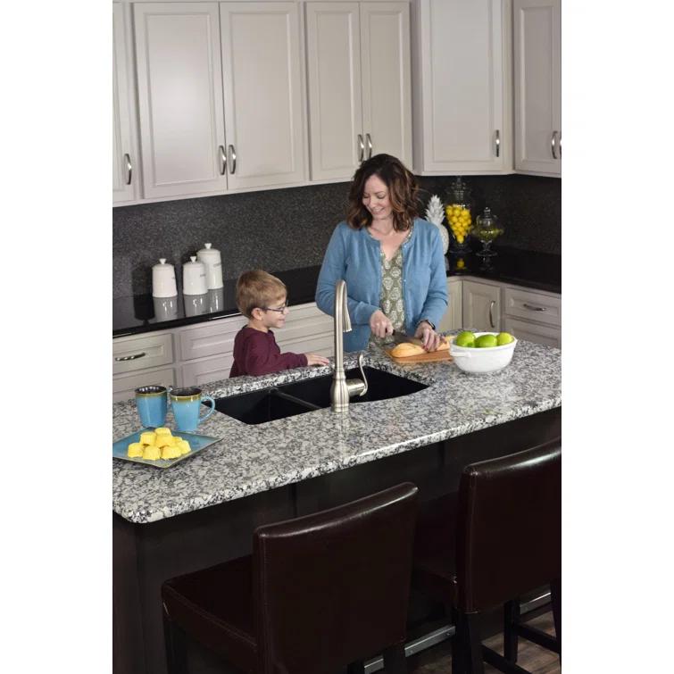 Karran Undermount Quartz Composite 32'' X 21'' 60/40 Double Bowl Kitchen Sink