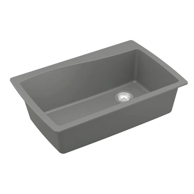 Karran Karran Drop-in Quartz Composite 34'' X 22'' 1-Hole Single Bowl Kitchen Sink QT-722-GR