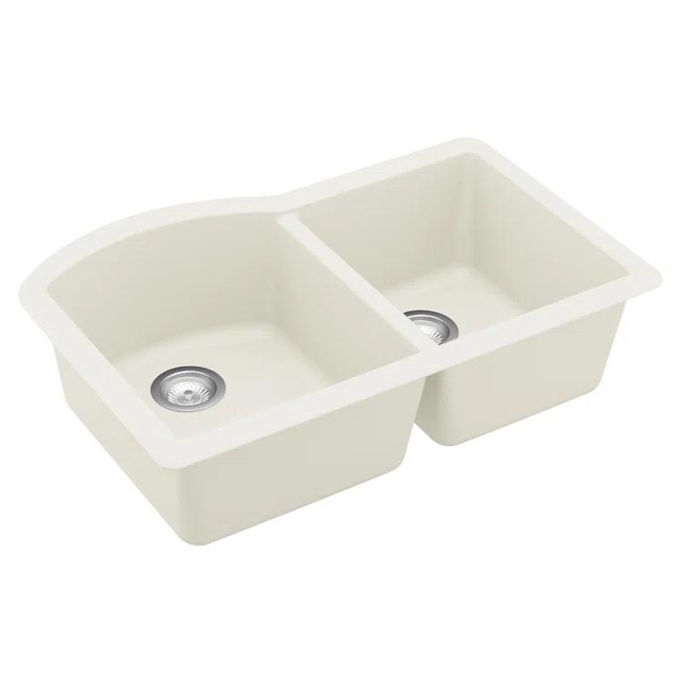 Karran Undermount Quartz Composite 32'' X 21'' 60/40 Double Bowl Kitchen Sink