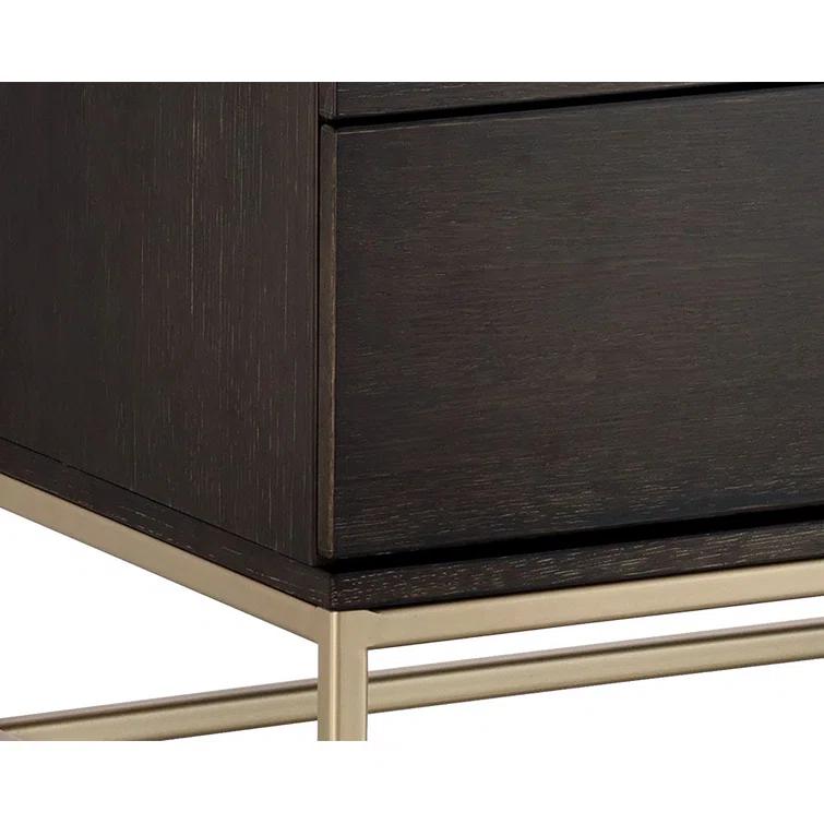 Transitional Charcoal Gray and Gold Dresser with 6 Soft Close Drawers