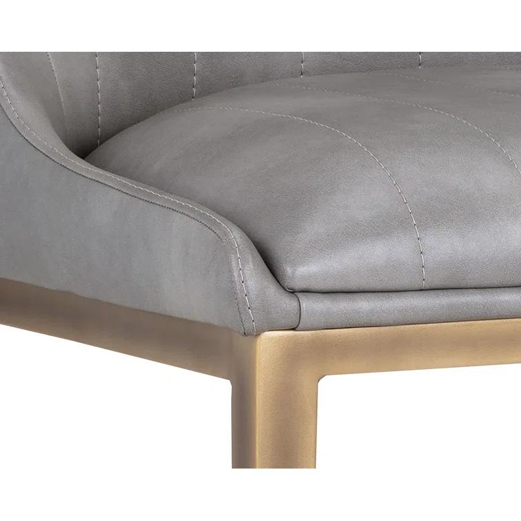 Gray Faux Leather Upholstered Side Chair with Metal Frame