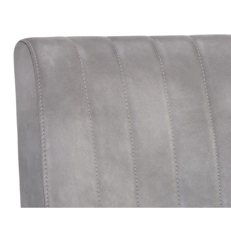 Gray Faux Leather Upholstered Side Chair with Metal Frame