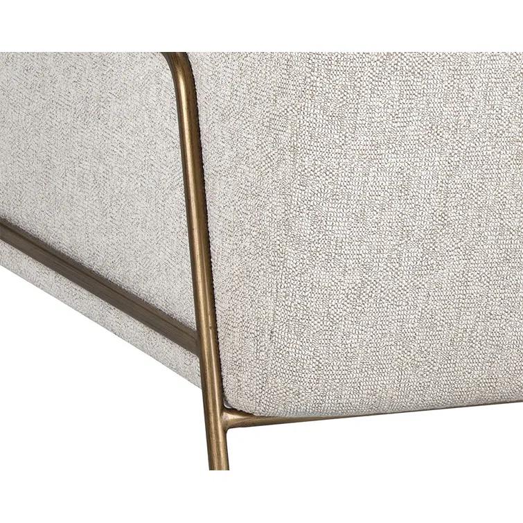 Dove Cream Leather Transitional Arm Chair with Wood Frame