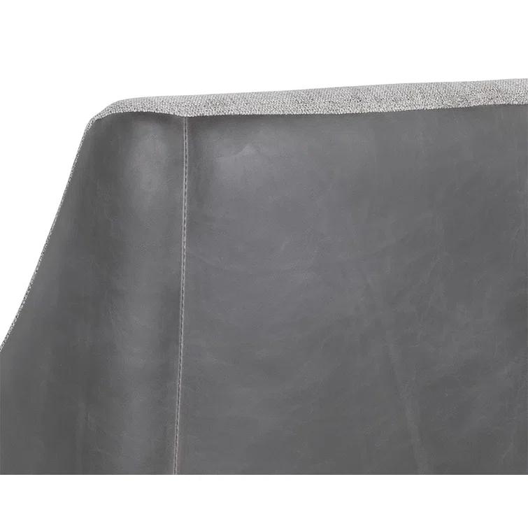 Aurora Transitional Barstool in Overcast Grey Leather and Polo Club Stone
