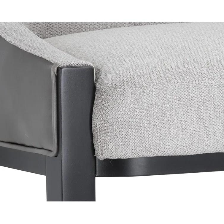 Aurora Transitional Barstool in Overcast Grey Leather and Polo Club Stone