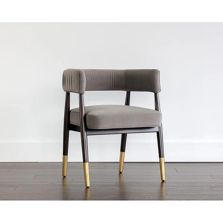 Antonio Charcoal Upholstered Armchair with Gold Accents