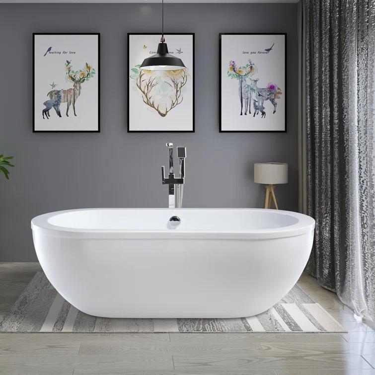 71" x 34" Freestanding Soaking Bathtub