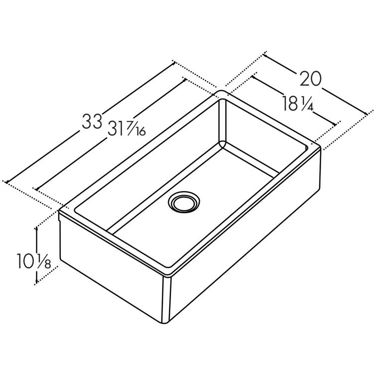 Farmhouse 33" L x 20" W Apron Kitchen Sink