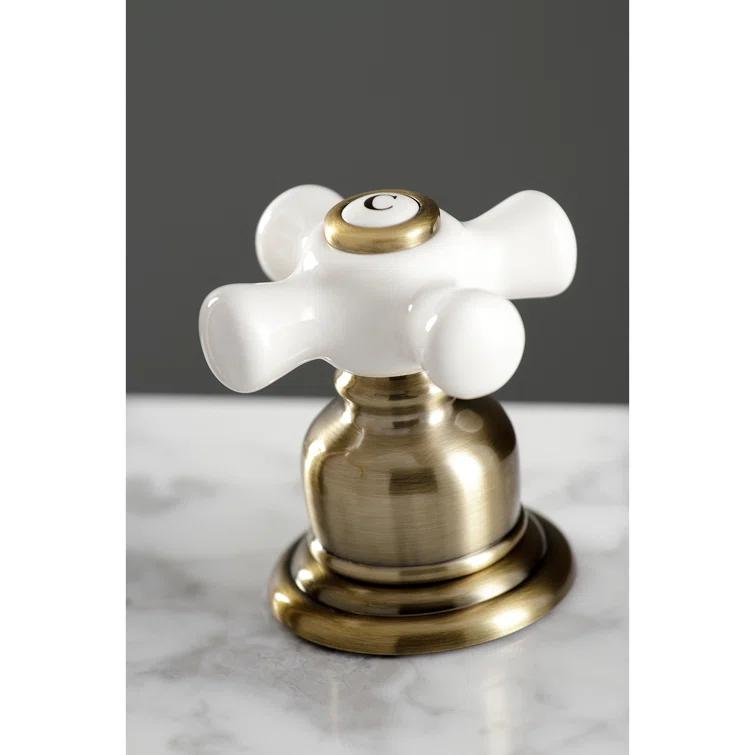 Kingston Brass American Classic Two-Handle 3-Hole Deck Mount Widespread Bathroom Faucet with Pop-Up Drain
