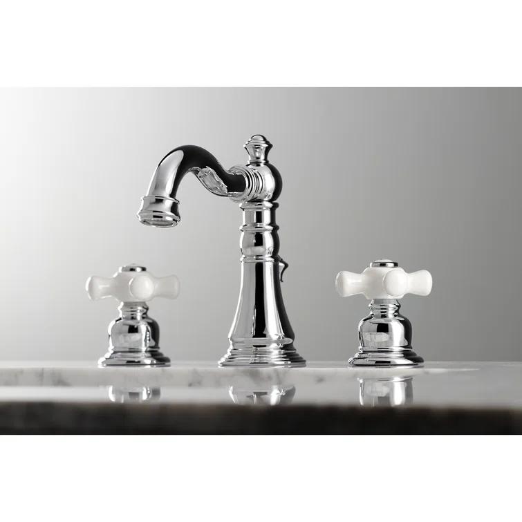 Kingston Brass FSC1971PX Kingston Brass American Classic Two-Handle 3-Hole Deck Mount Widespread Bathroom Faucet with Pop-Up Drain