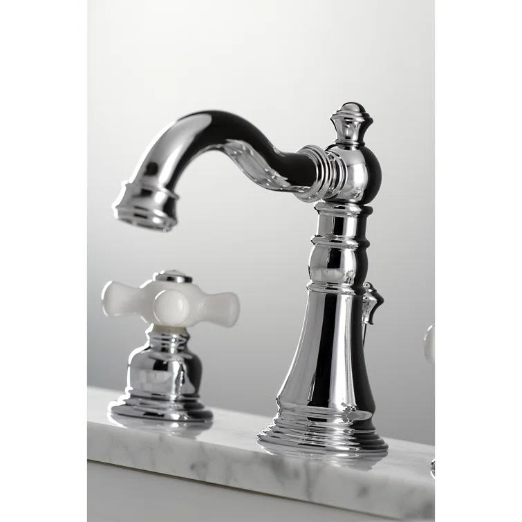 Kingston Brass FSC1971PX Kingston Brass American Classic Two-Handle 3-Hole Deck Mount Widespread Bathroom Faucet with Pop-Up Drain