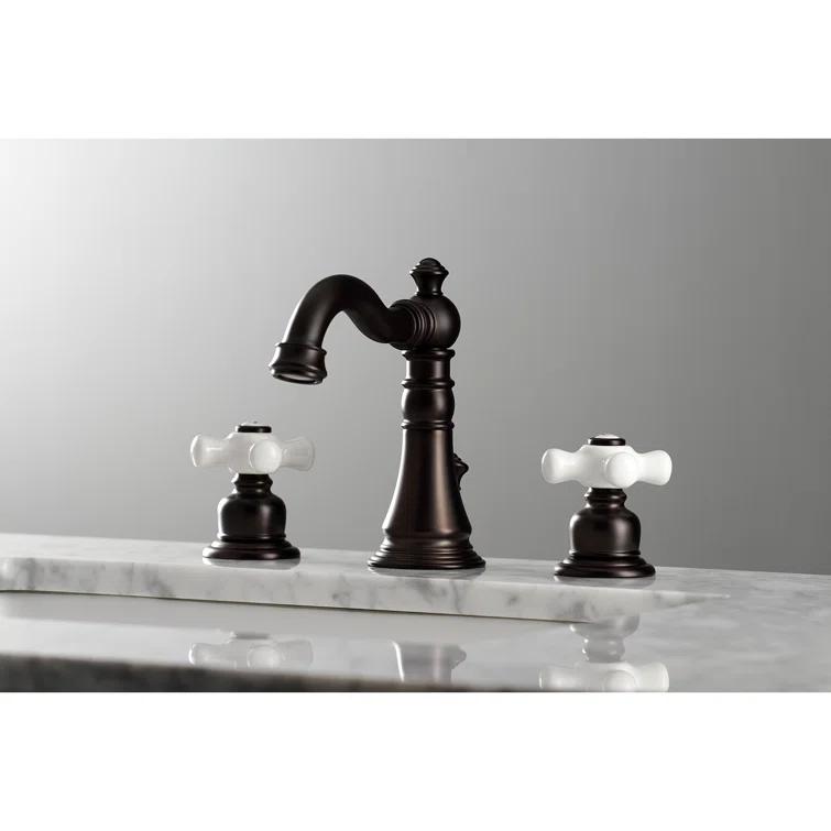 Kingston Brass FSC1975PX Kingston Brass American Classic Two-Handle 3-Hole Deck Mount Widespread Bathroom Faucet with Pop-Up Drain