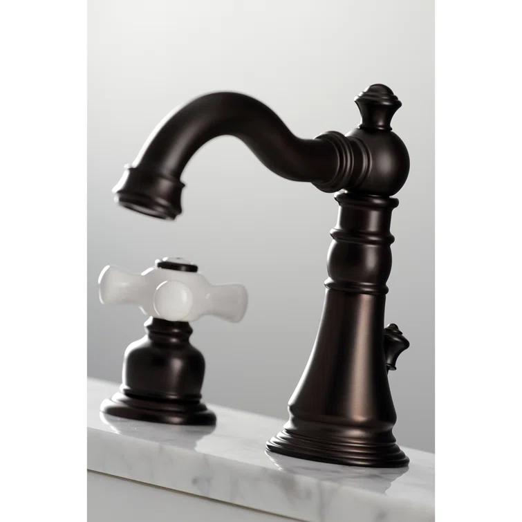 Kingston Brass FSC1975PX Kingston Brass American Classic Two-Handle 3-Hole Deck Mount Widespread Bathroom Faucet with Pop-Up Drain