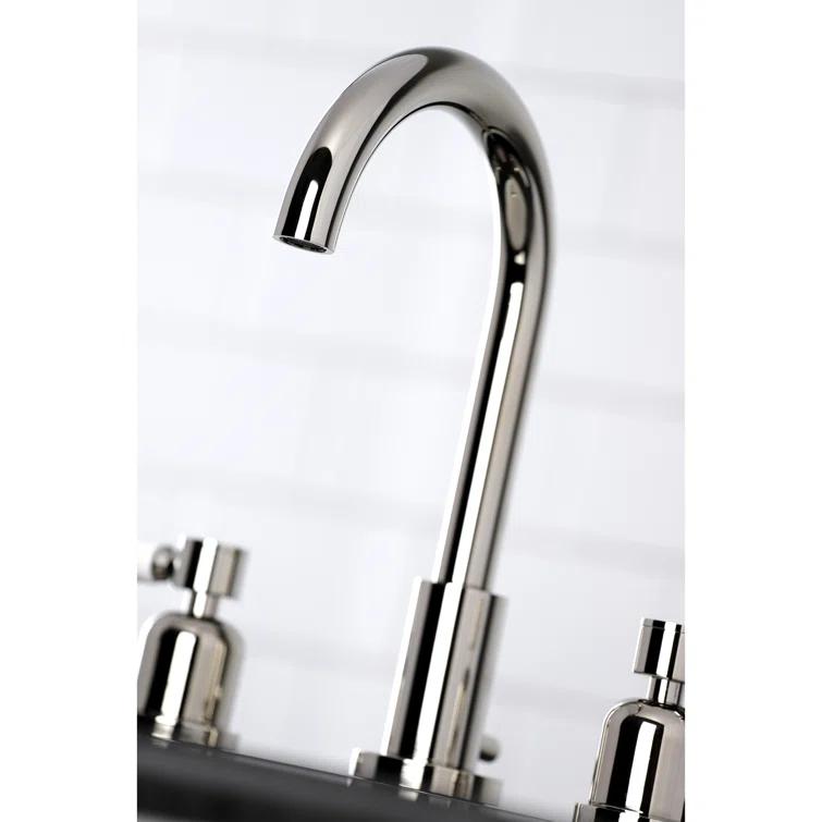 Kingston Brass Paris Two-Handle 3-Hole Deck Mount Widespread Bathroom Faucet with Brass Pop-Up Drain