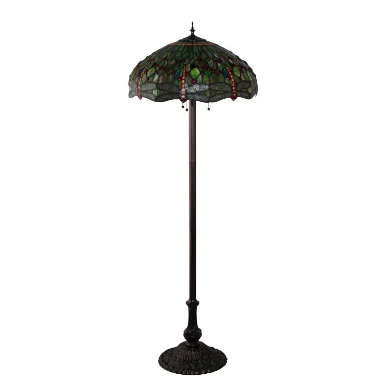Meyda Lighting 62" High Tiffany Hanginghead Dragonfly Floor Lamp
