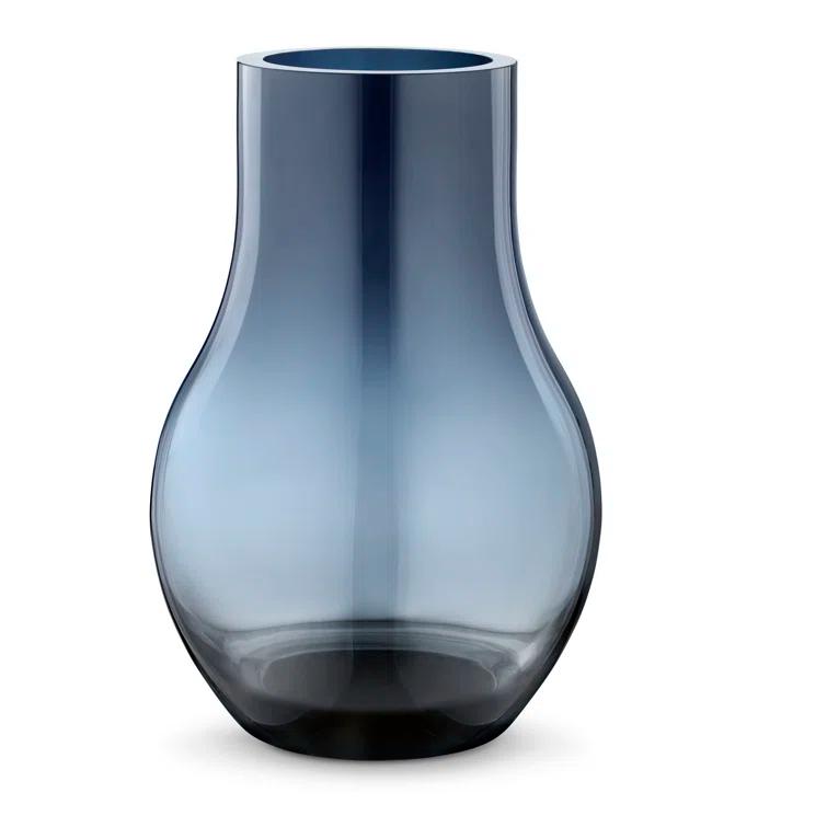 Scandinavian Blue Glass Cafu Table Vase - 8.5" H