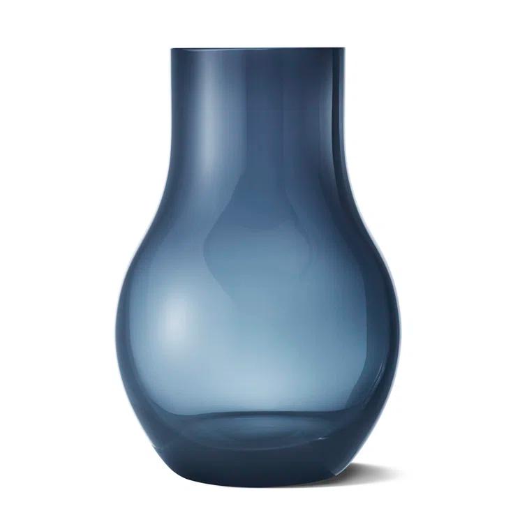 Scandinavian Blue Glass Cafu Table Vase - 8.5" H