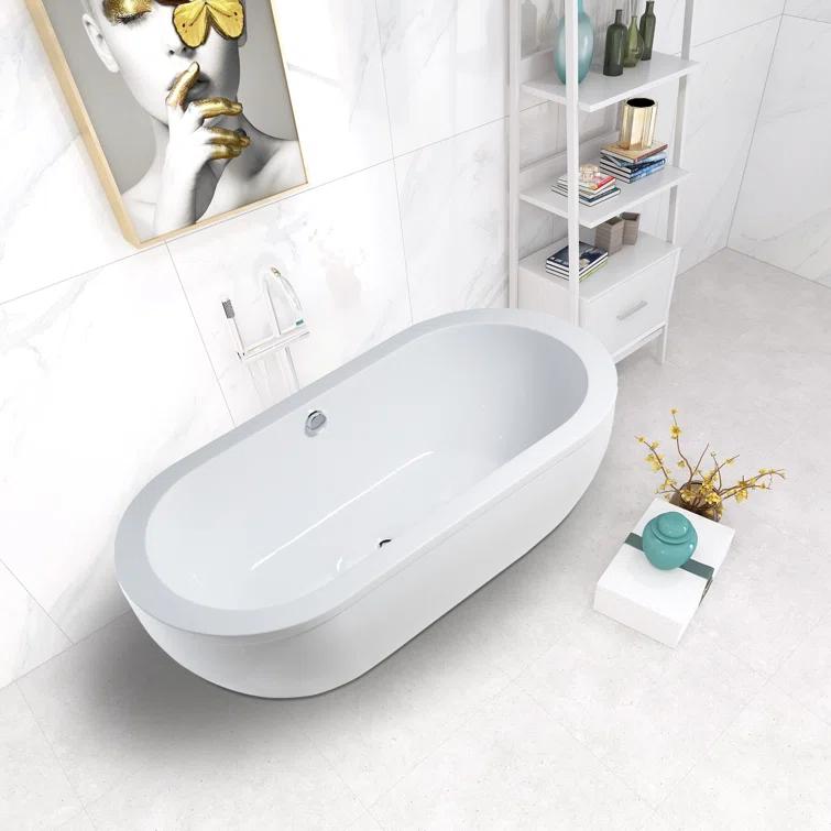 71" x 34" Freestanding Soaking Bathtub