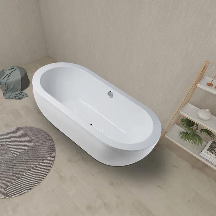 71" x 34" Freestanding Soaking Bathtub