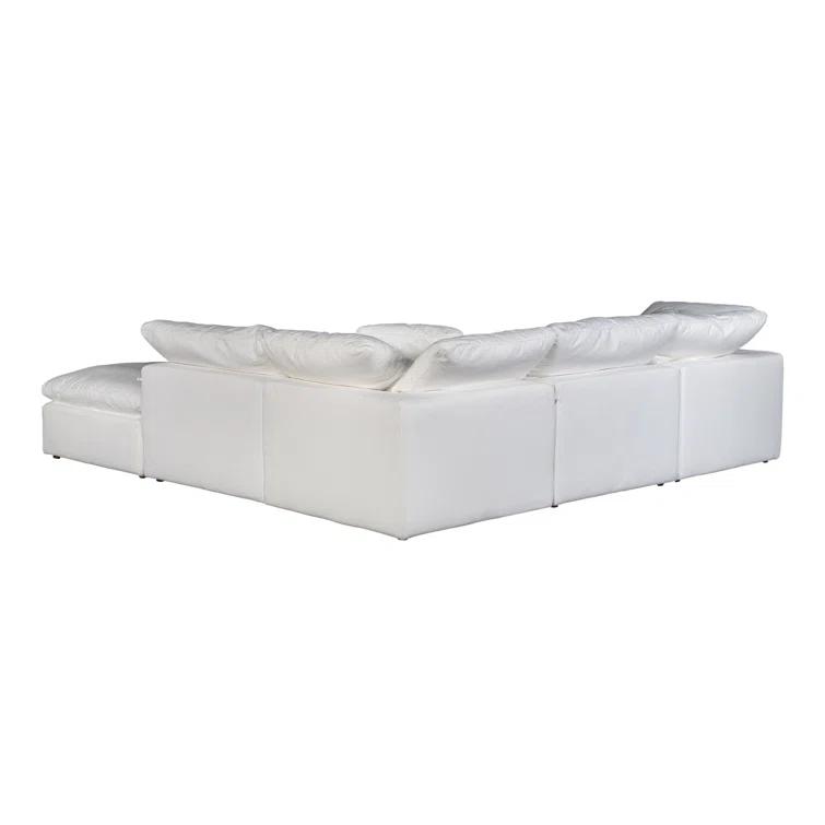Terra Cream 114" Tufted Modular Sectional with Ottoman in Livesmart Fabric