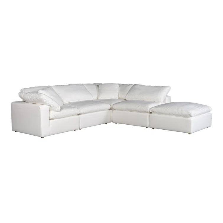 Terra Cream 114" Tufted Modular Sectional with Ottoman in Livesmart Fabric