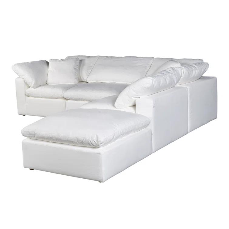 Terra Cream 114" Tufted Modular Sectional with Ottoman in Livesmart Fabric