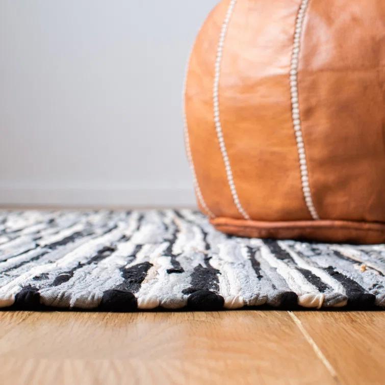 Fales Rag Rug Hand Woven Cotton Striped Rug