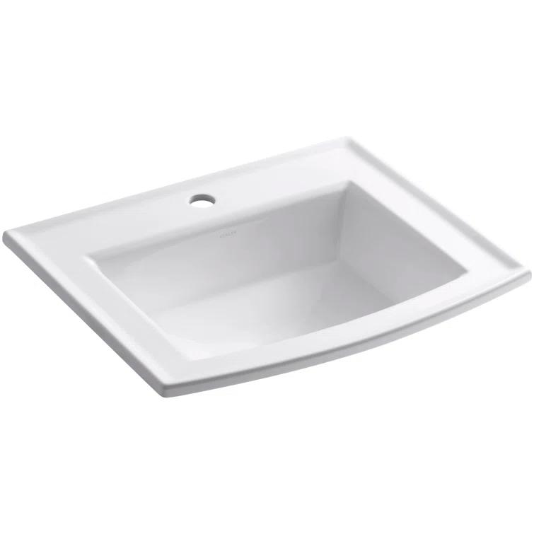 Archer® Vitreous China Rectangular Drop-In Bathroom Sink with Overflow