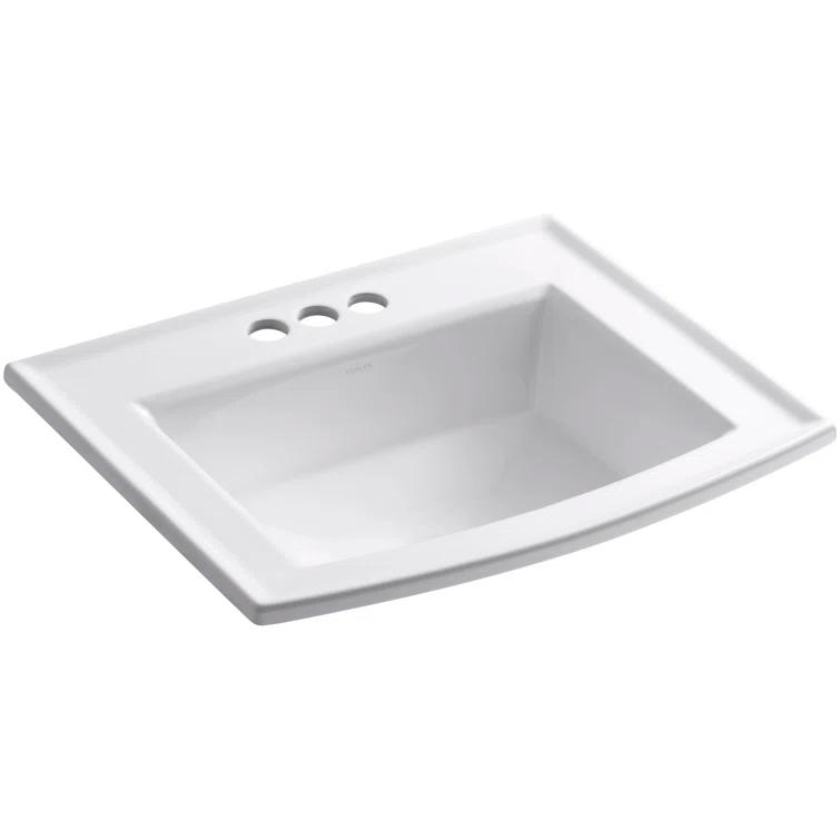 Archer® Vitreous China Rectangular Drop-In Bathroom Sink with Overflow
