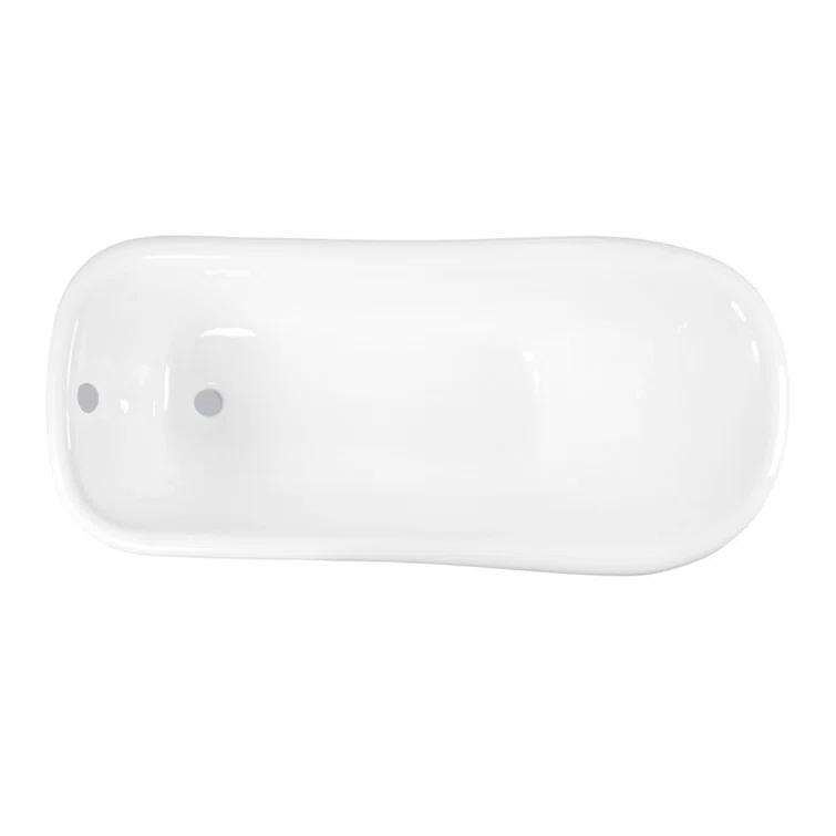 Kingston Brass Aqua Eden 67-Inch Cast Iron Oval Single Slipper Pedestal Tub (No Faucet Drillings)