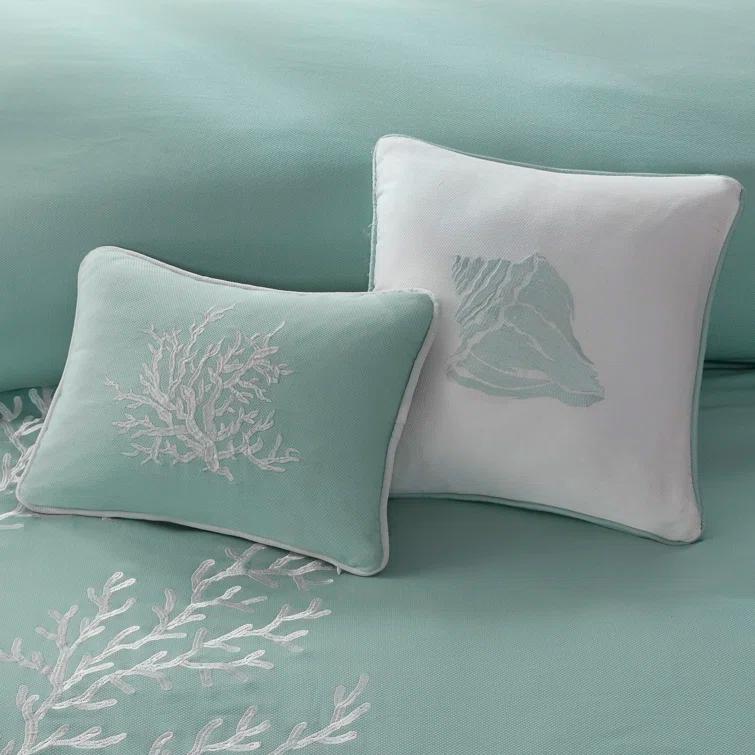Coastline Embroidered 100% Cotton 4 Piece Comforter Set