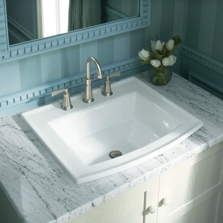 Archer® Vitreous China Rectangular Drop-In Bathroom Sink with Overflow
