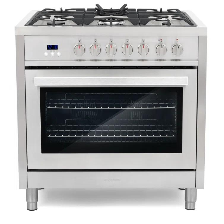 F965 Series 36 in. Stellar Collection 3.8 cu. ft. Dual Fuel Range, 5 Sealed Burners, 8 Function Convection Oven in Stainless Steel