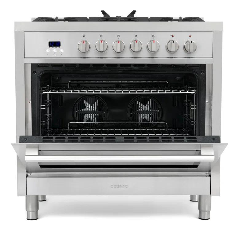 F965 Series 36 in. Stellar Collection 3.8 cu. ft. Dual Fuel Range, 5 Sealed Burners, 8 Function Convection Oven in Stainless Steel