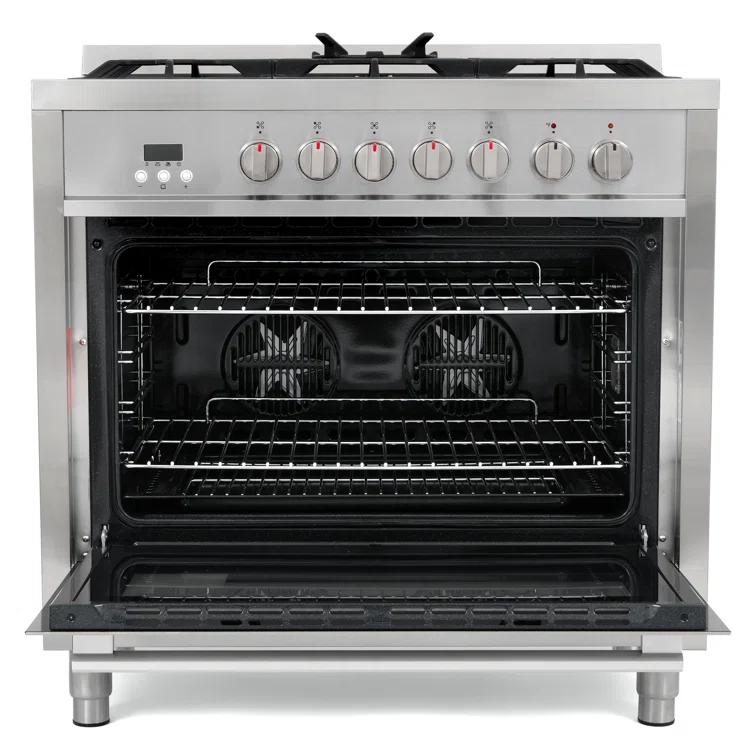 F965 Series 36 in. Stellar Collection 3.8 cu. ft. Dual Fuel Range, 5 Sealed Burners, 8 Function Convection Oven in Stainless Steel
