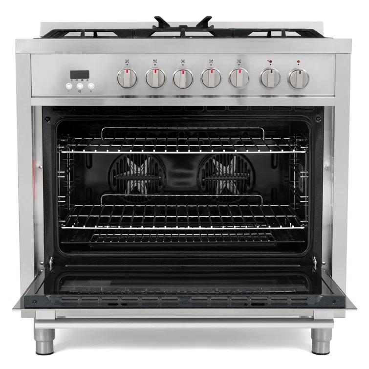 F965 Series 36 in. Stellar Collection 3.8 cu. ft. Dual Fuel Range, 5 Sealed Burners, 8 Function Convection Oven in Stainless Steel