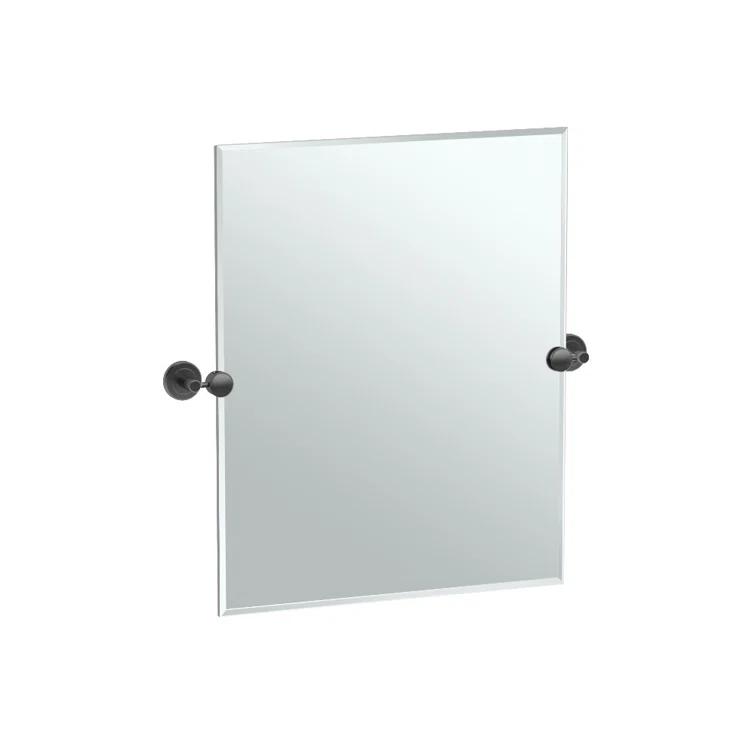 Latitude II Wall Mounted Frameless Beveled Rectangle Mirror | Pivoting Bathroom Vanity Wall Mirror