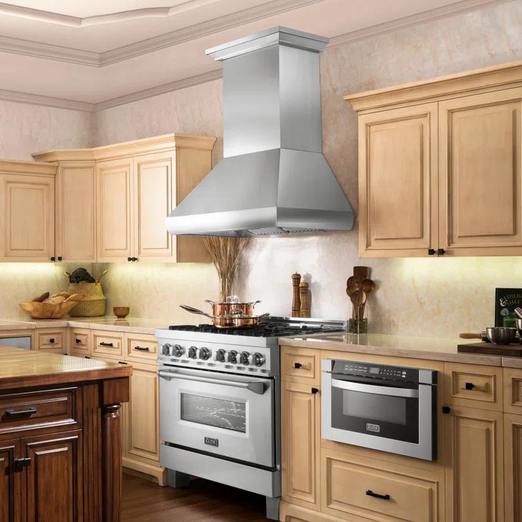 ZLINE ZLINE 36 in. Designer Series Satin Stainless Steel Convertible Vent Wall Mount Range Hood 8KBS-36
