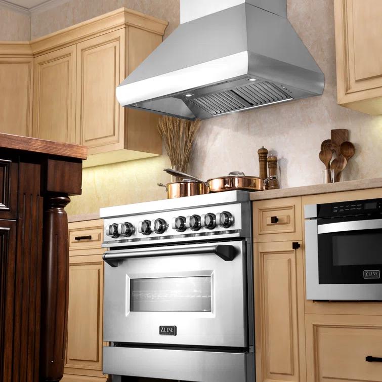 ZLINE ZLINE 36 in. Designer Series Satin Stainless Steel Convertible Vent Wall Mount Range Hood 8KBS-36
