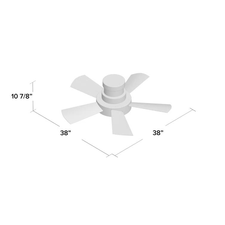 Vox 5 - Blade Indoor/Outdoor Smart Flush Mount Ceiling Fan with Remote Control and LED Light Kit