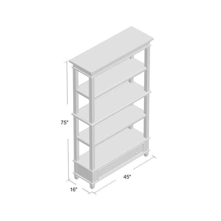 75" Realyn Bookshelf - Signature Design by Ashley: Cottage Style, Antiqued Two-Tone Finish, Open Shelves