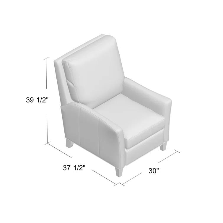 Handcrafted Brown Leather Recliner with Dark Wood Finish