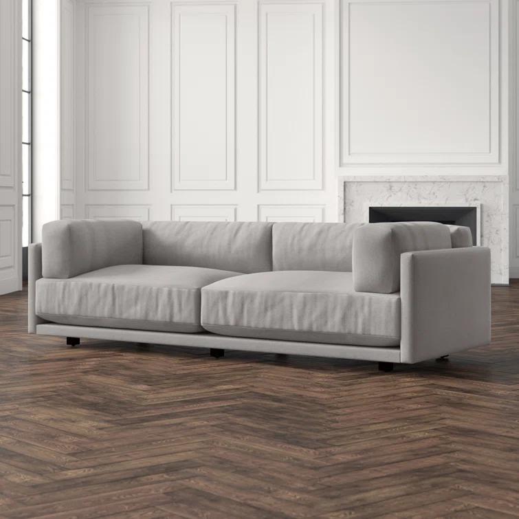 Sunday 82" Agnew Gray Textured Basketweave Cotton Blend Sofa