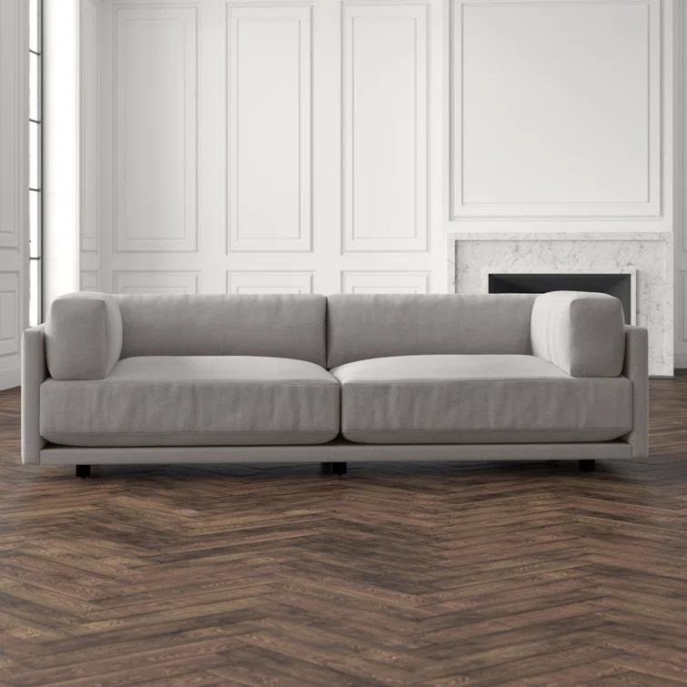 Sunday 82" Agnew Gray Textured Basketweave Cotton Blend Sofa