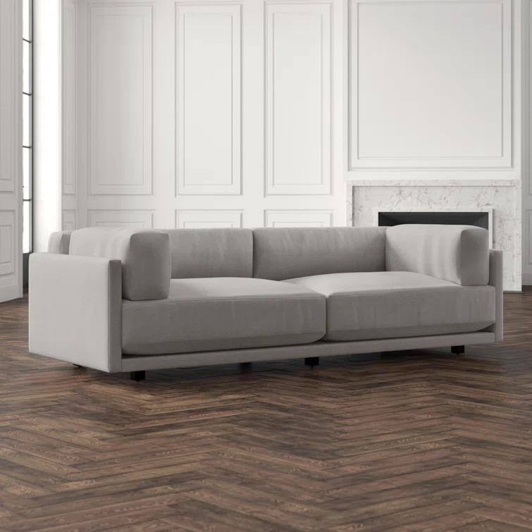 Sunday 82" Agnew Gray Textured Basketweave Cotton Blend Sofa