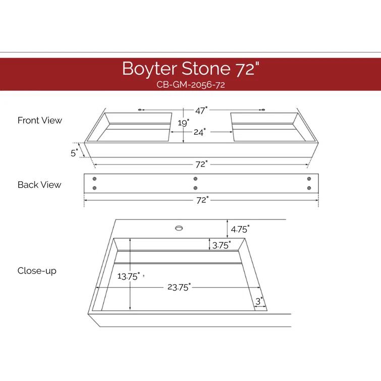 Juniper 72" Rectangular Modern Wall-Mounted Bathroom Sink with Concealed Drain Plate