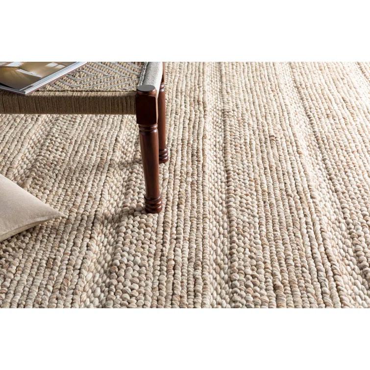 Ivory Braided Elegance 5' x 8' Handmade Wool Area Rug