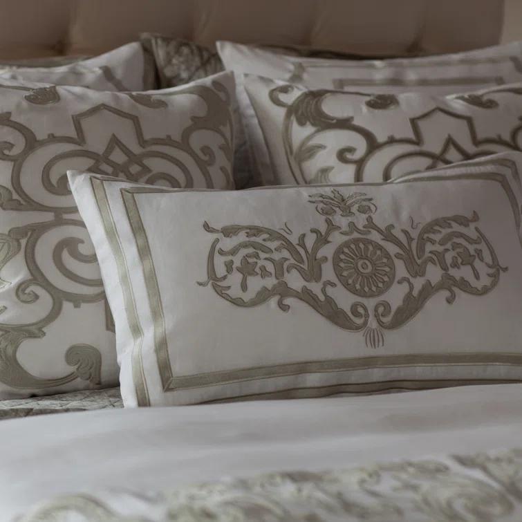 Lili Alessandra Mozart Appliqued Feather Linen Throw Pillow