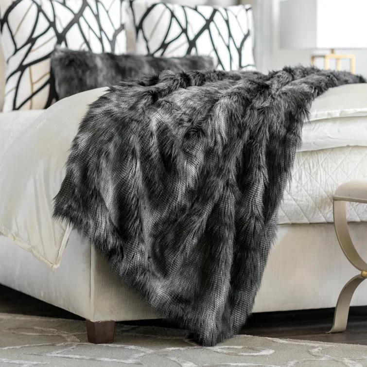 Lili Alessandra Faux Fur Throw Blanket